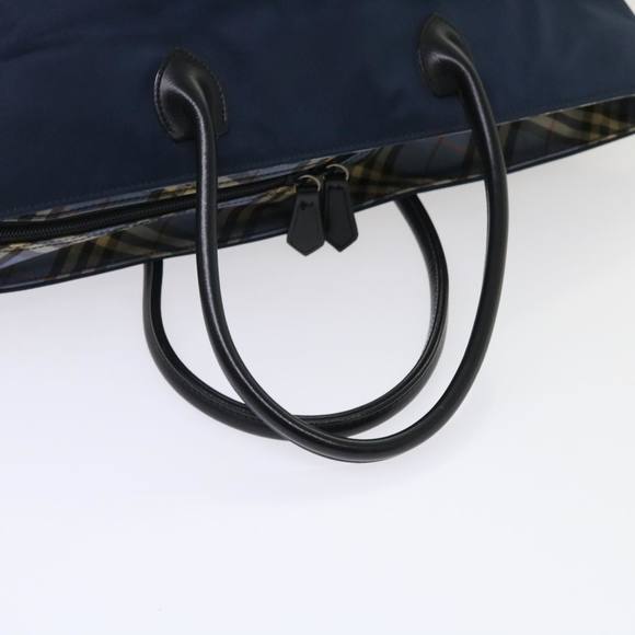 BURBERRY Nova Check Blue Label Tote Bag Nylon Navy Auth cl626 - Picture 7 of 16